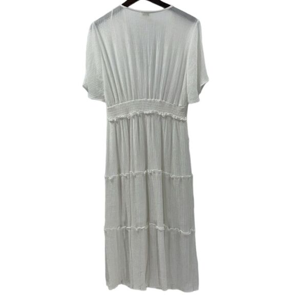 Umgee White Midi Dress Women’s Size Medium Solid White Short Sleeve Dress - Picture 6 of 10